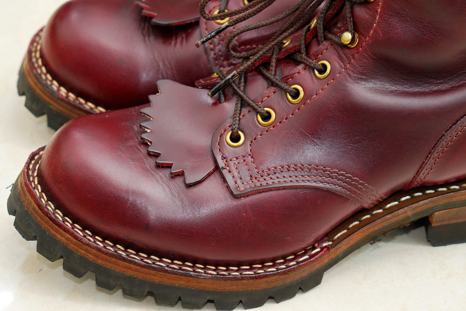 WESCO Boots Jobmaster Burgundy 酒紅七吋皮靴,鞋面