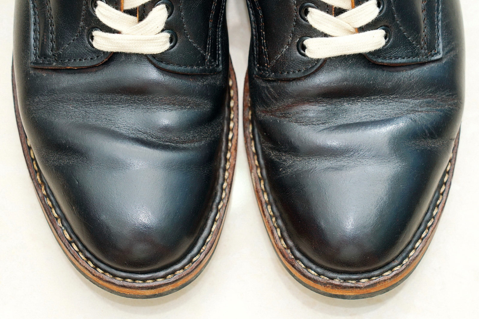 White's MP Service Boots 5Inches Horween CXL BLK 軍警靴,鞋頭俯視特寫