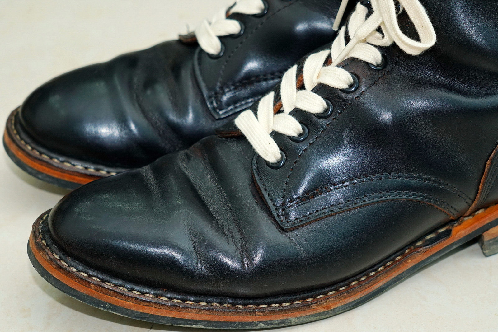 White's MP Service Boots 5Inches Horween CXL BLK 軍警靴,鞋頭特寫