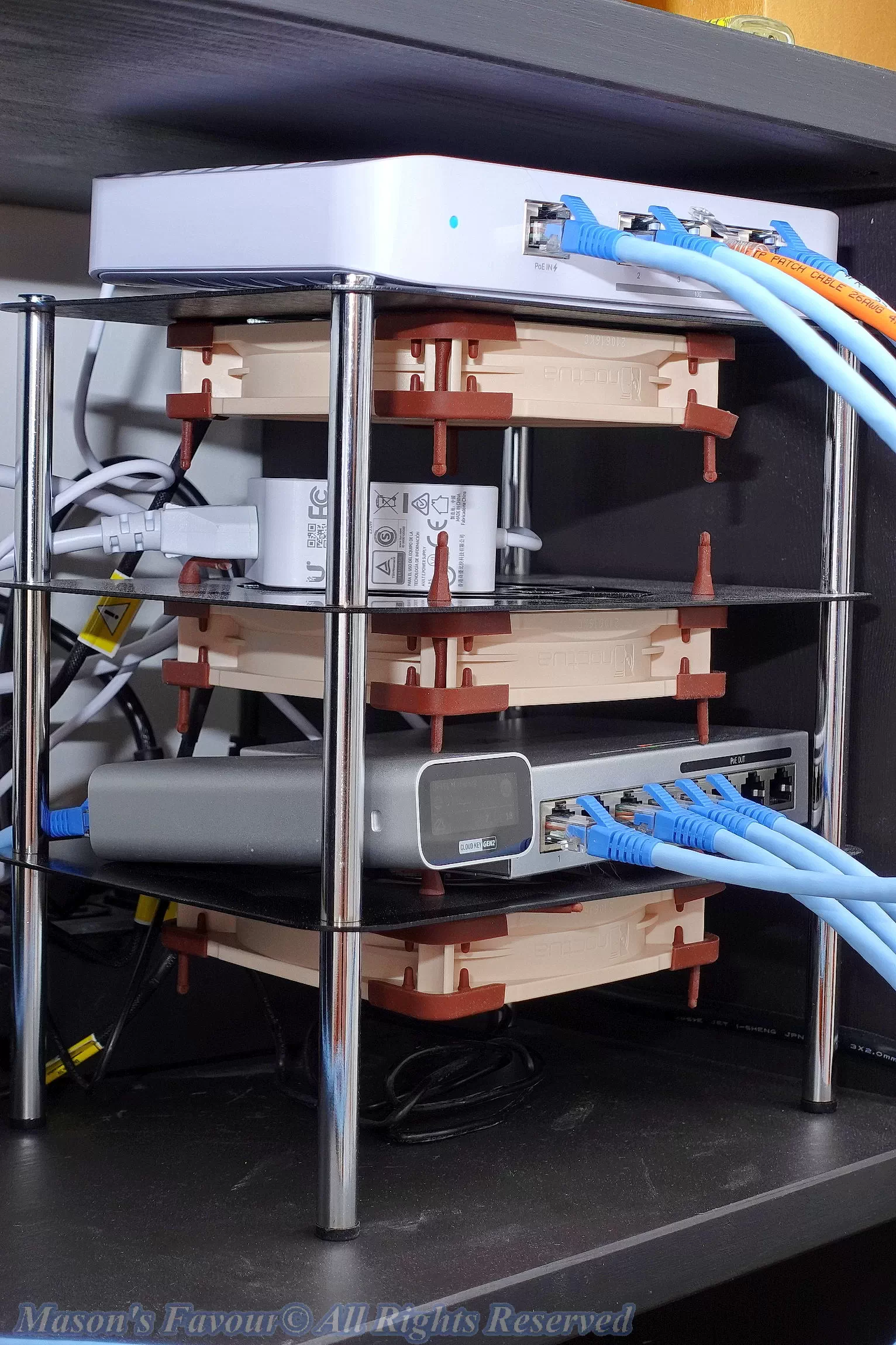 Noctua-based Network Device Bracket - Switch, Controller, A12X25 5V PWM 1/2