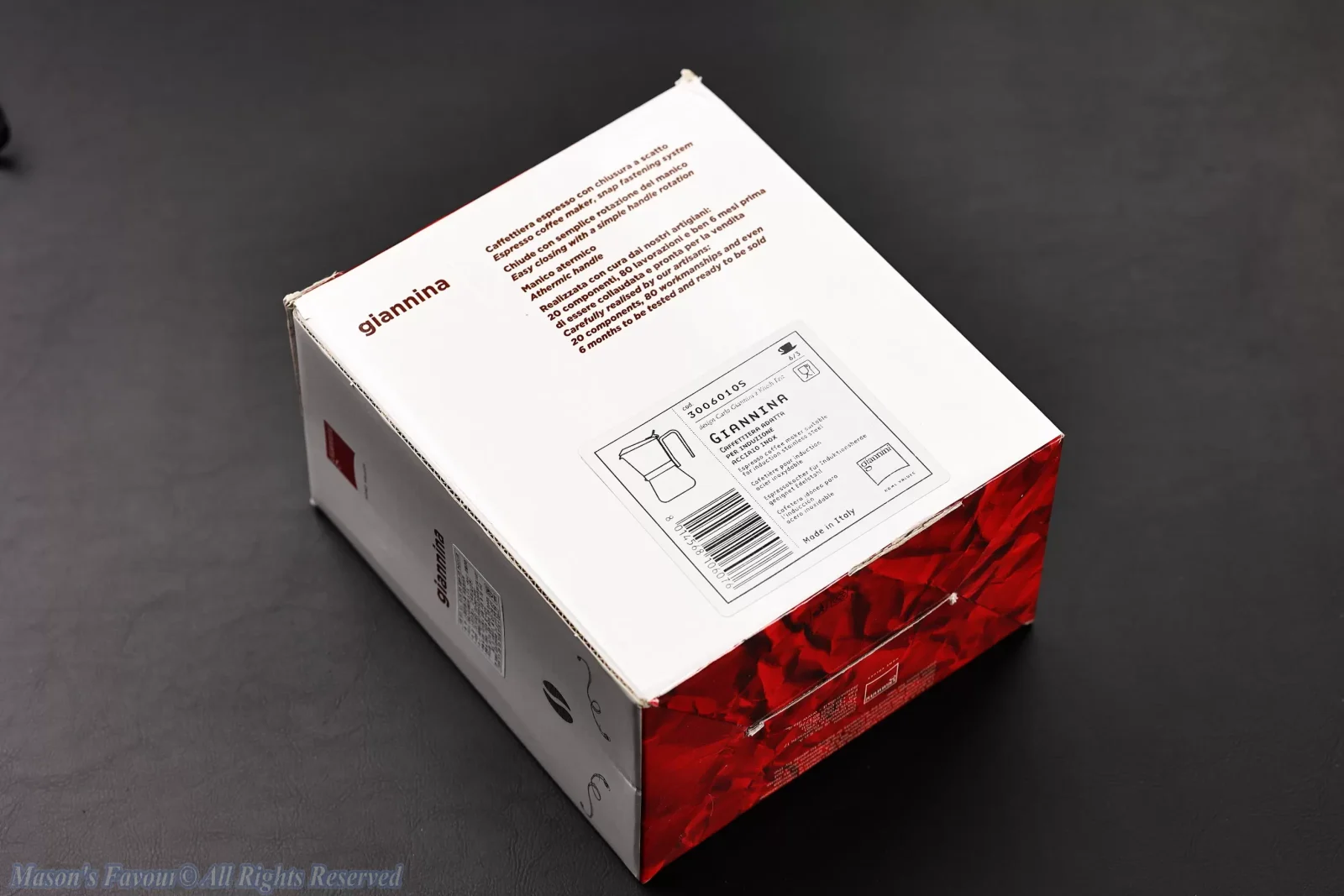 Giannini Restyling Moka Pot 6 Cups - Box, Rear