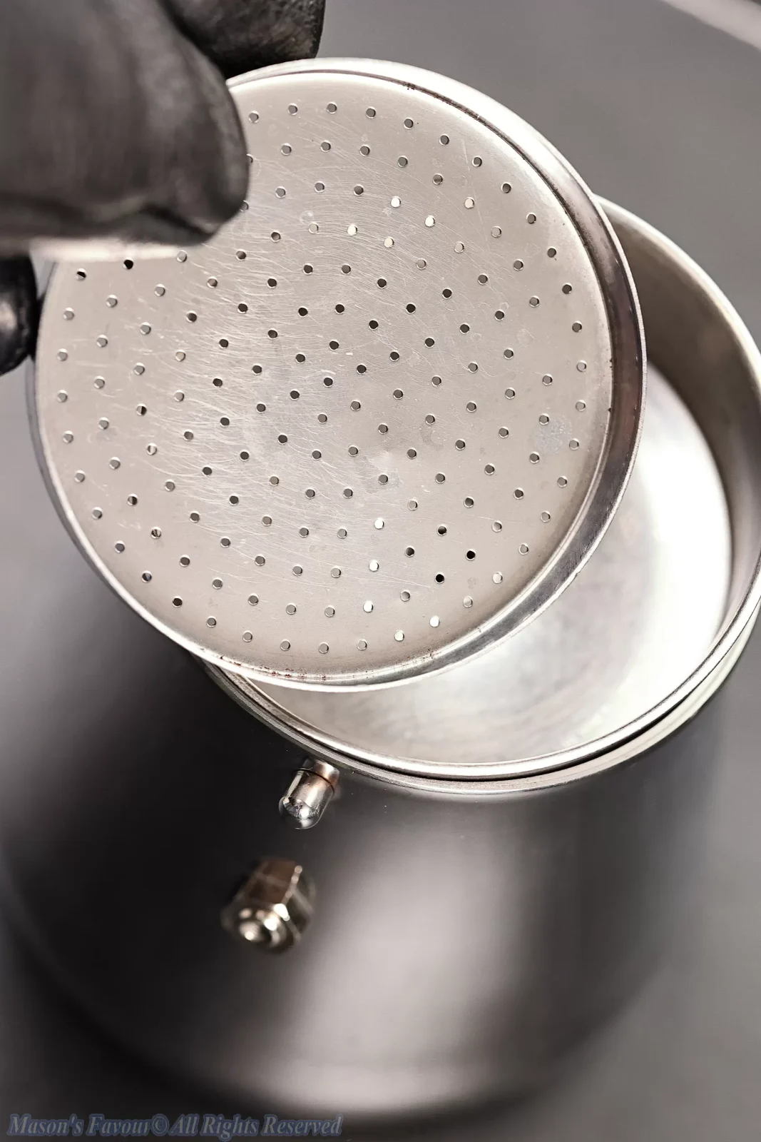 Giannini Restyling Moka Pot 6 Cups - Bottom Pot Part, Filter Basket with Filter Plate Detached