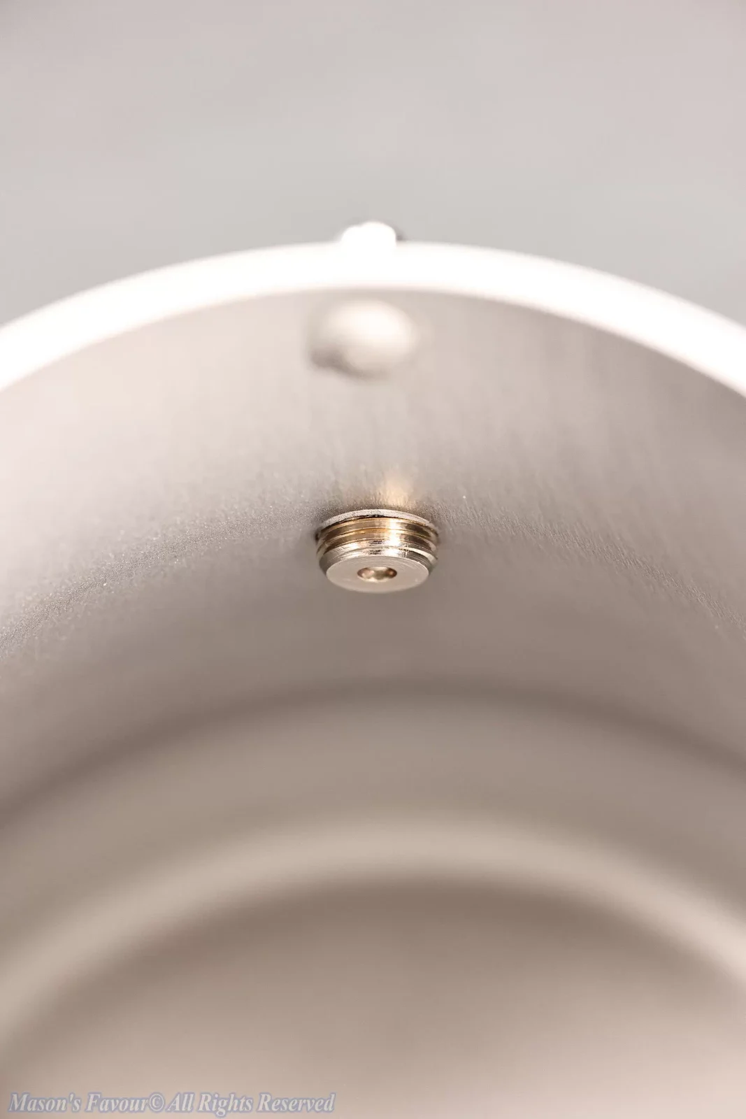 Giannini Restyling Moka Pot 6 Cups - Bottom Pot Part, Safety Pressure Valve viewed from inside of Water Tank