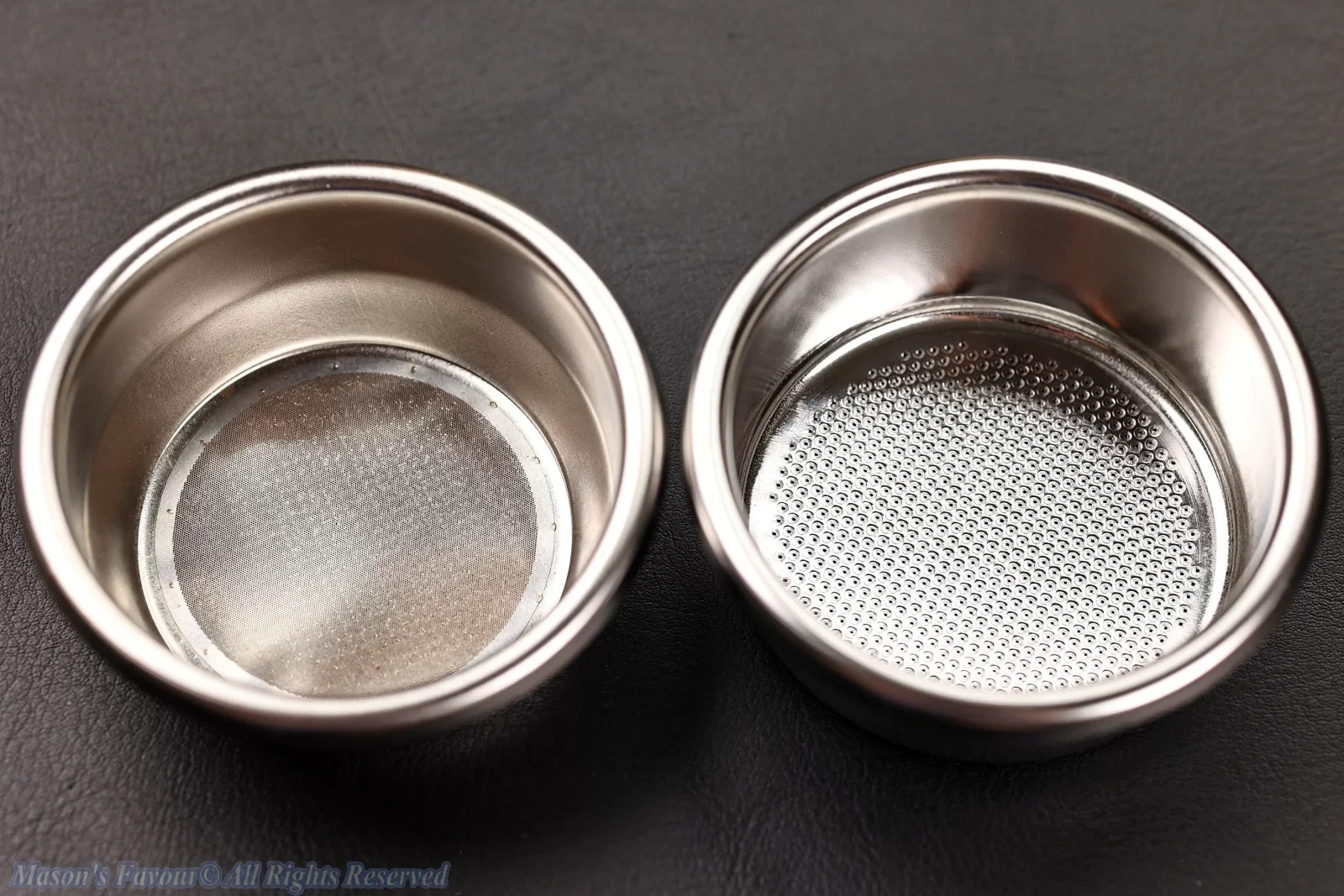 IMS Espresso Portafilter Basket - Truncated Cone Basket (B702TH28SF), Flat Basket (B702TFH28), Perspective View