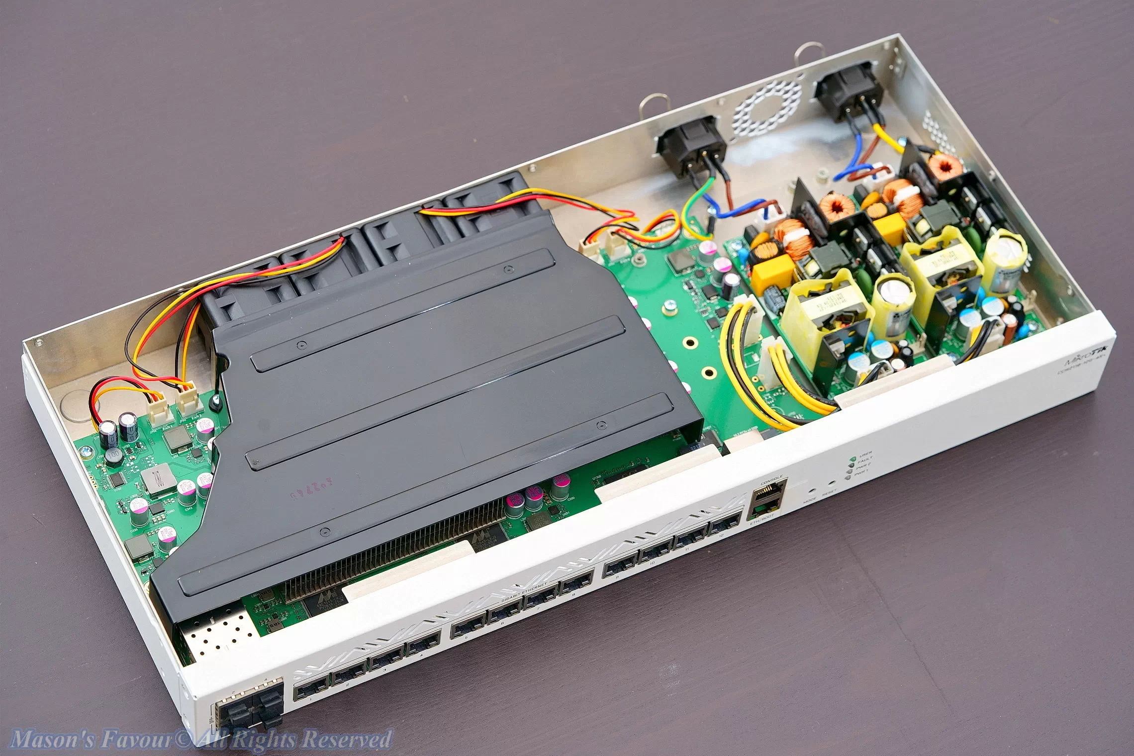 MikroTik CCR2116, Teardown, Inside Configuration, Perpective 1