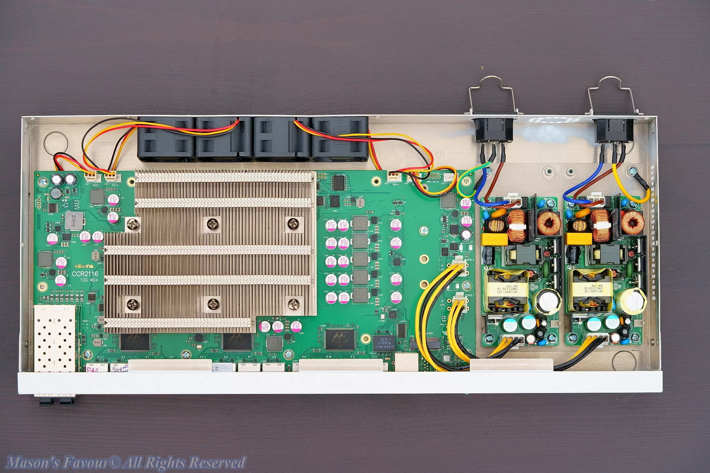 MikroTik CCR2116, Teardown, PCB configuration, Top