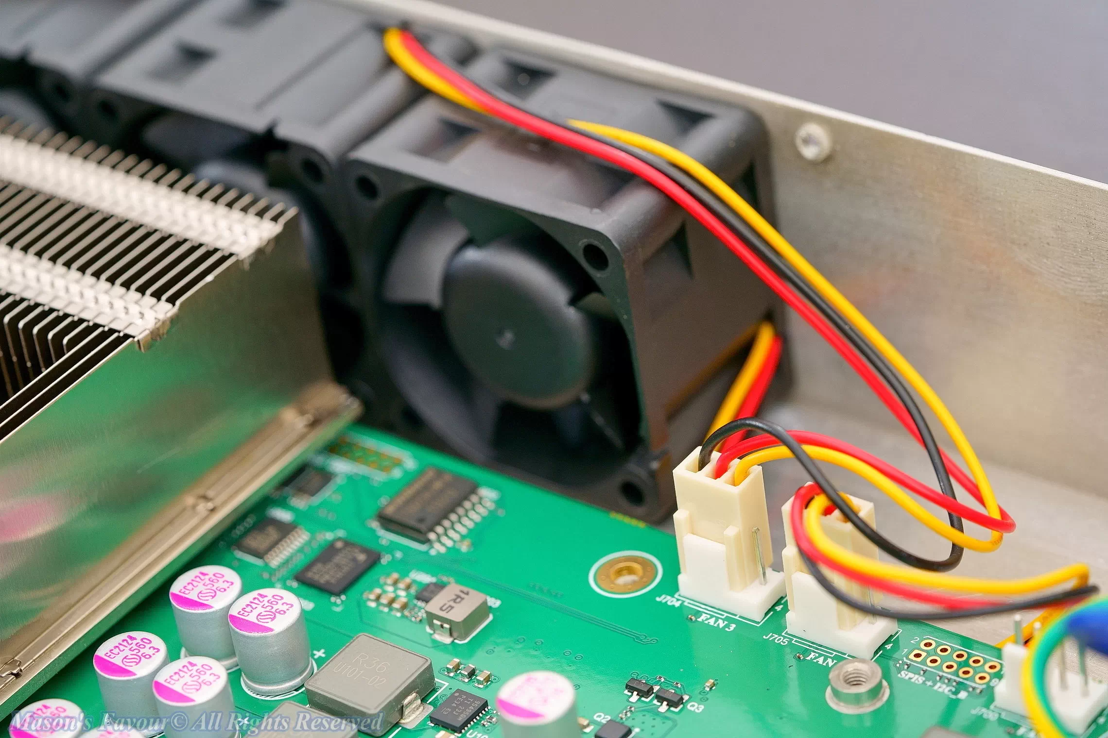 MikroTik CCR2116, Teardown, Fans and PWM Power Connectors, Enlarged Perspective