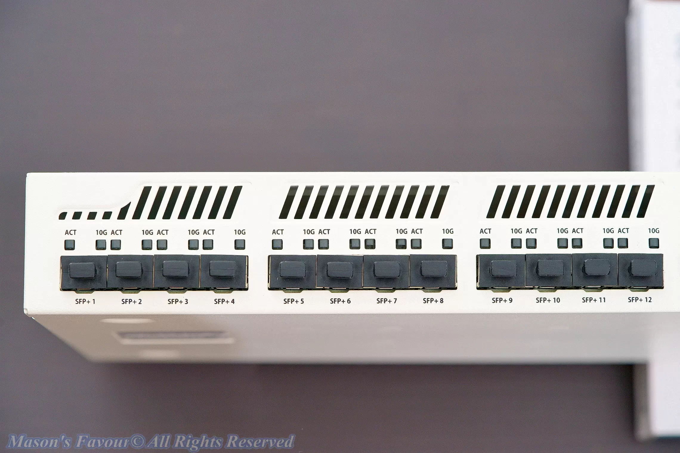 MikroTik CRS317-1G-16S+RM - Front, SFP+ with Plug