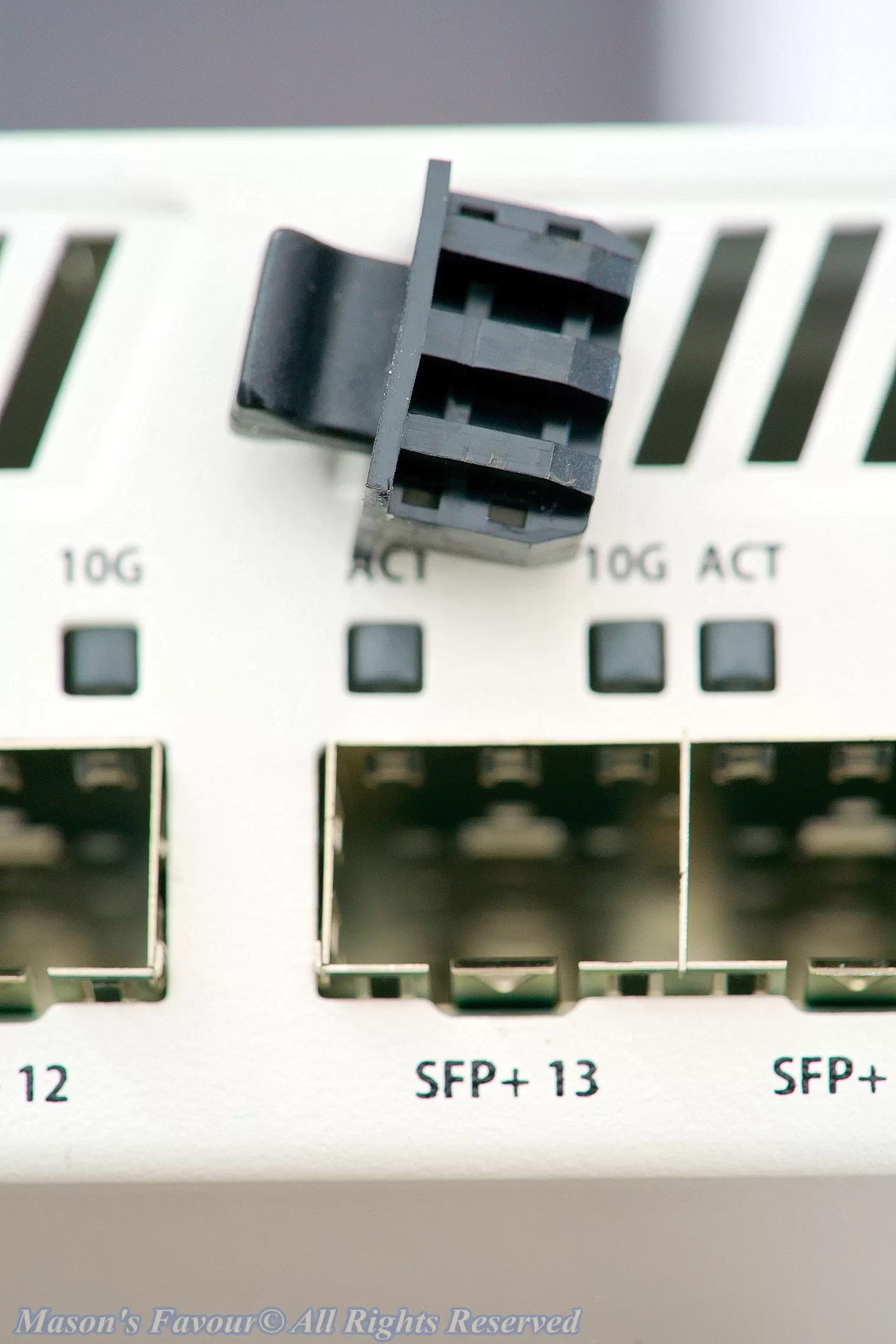 MikroTik CRS317-1G-16S+RM - Front, SFP+ Enlarged View