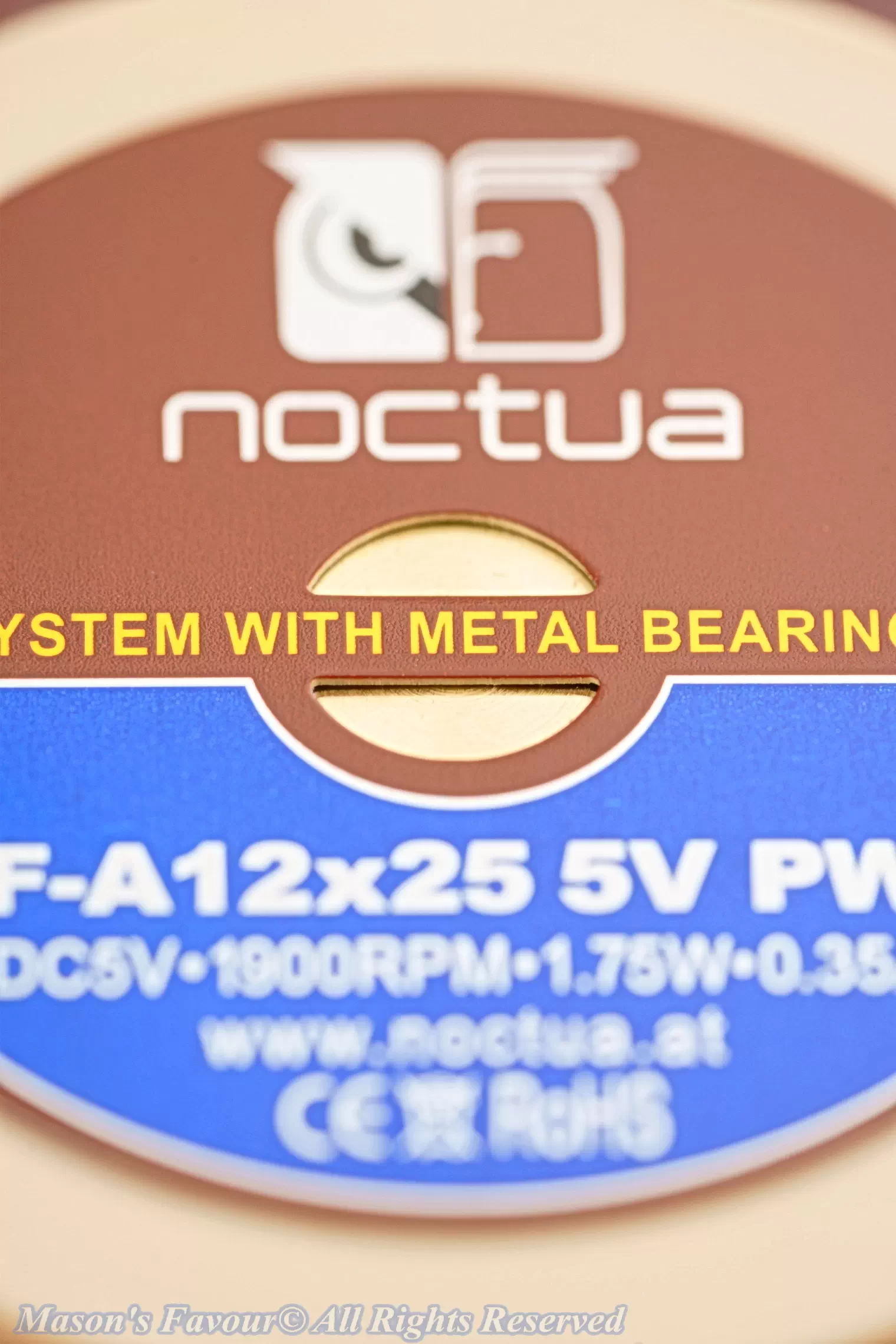 Noctua A12X25 5V PWM - Steel Motor Hub (Steel), Rear Enlarged Perspective