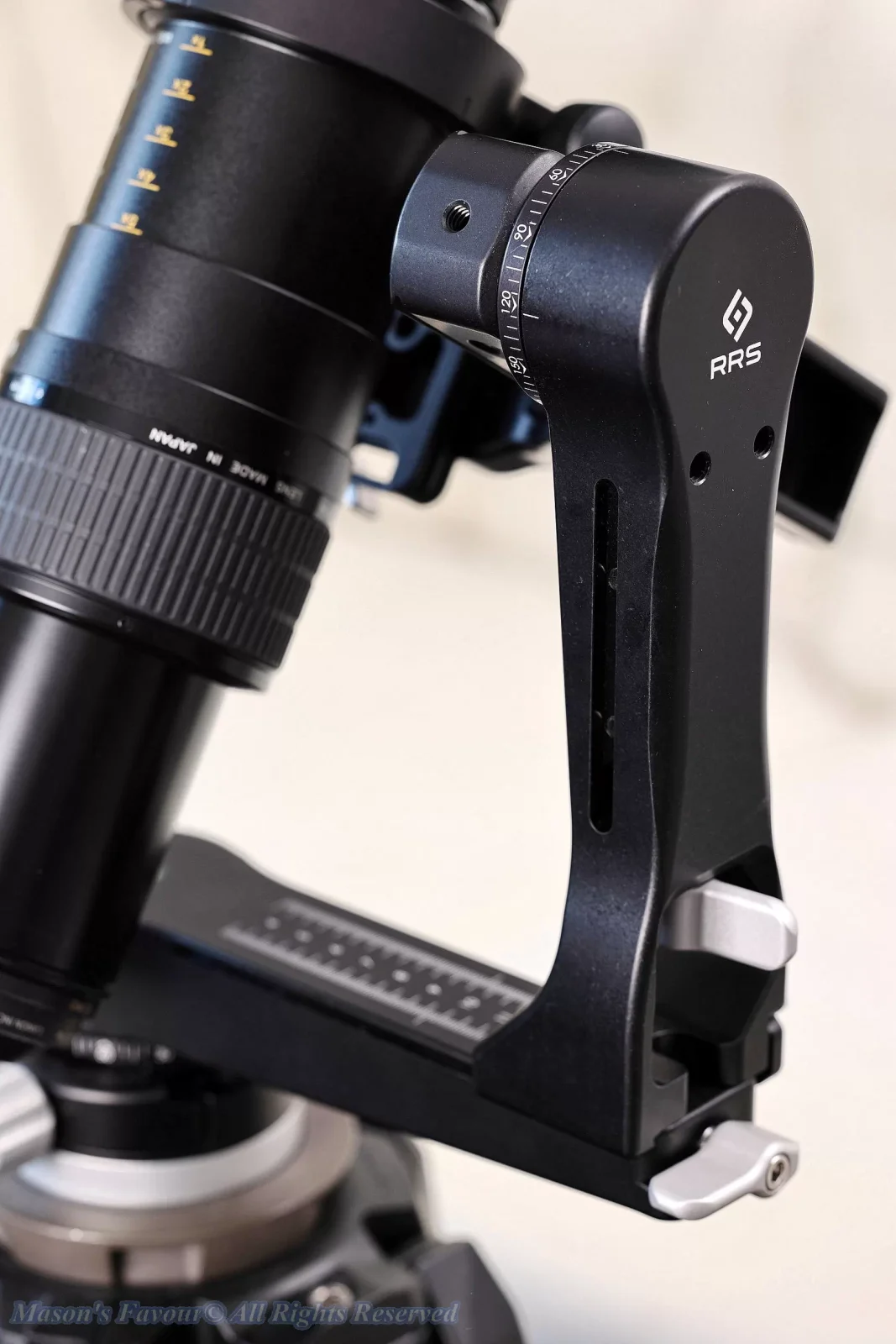 Really Right Stuff (RRS) PG-02MKII - Assembly, Camera-On, Tilt Down, Enlarged View