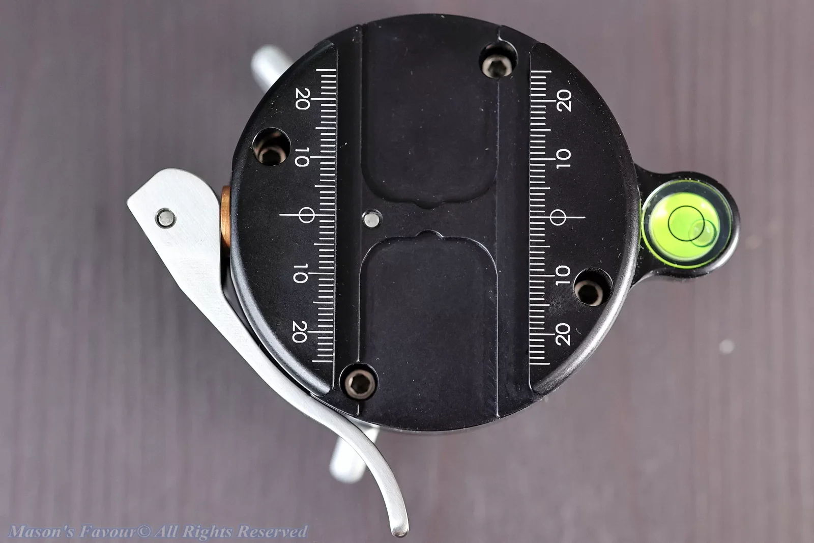 Really Right Stuff (RRS) TA-2U-LC Lever-Release Leveling Base - Lever Latch at a Locked State, Top View