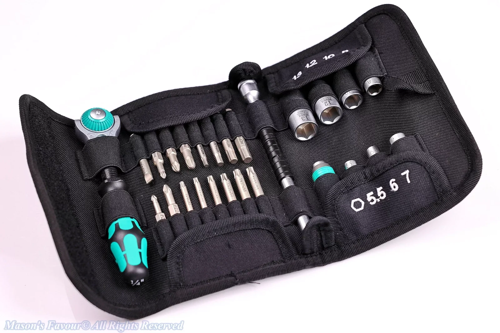 Wera KK-ZYKLOP-1/4" Ratchet Wrench Set - Tool Roll Bag, Unrolling 1