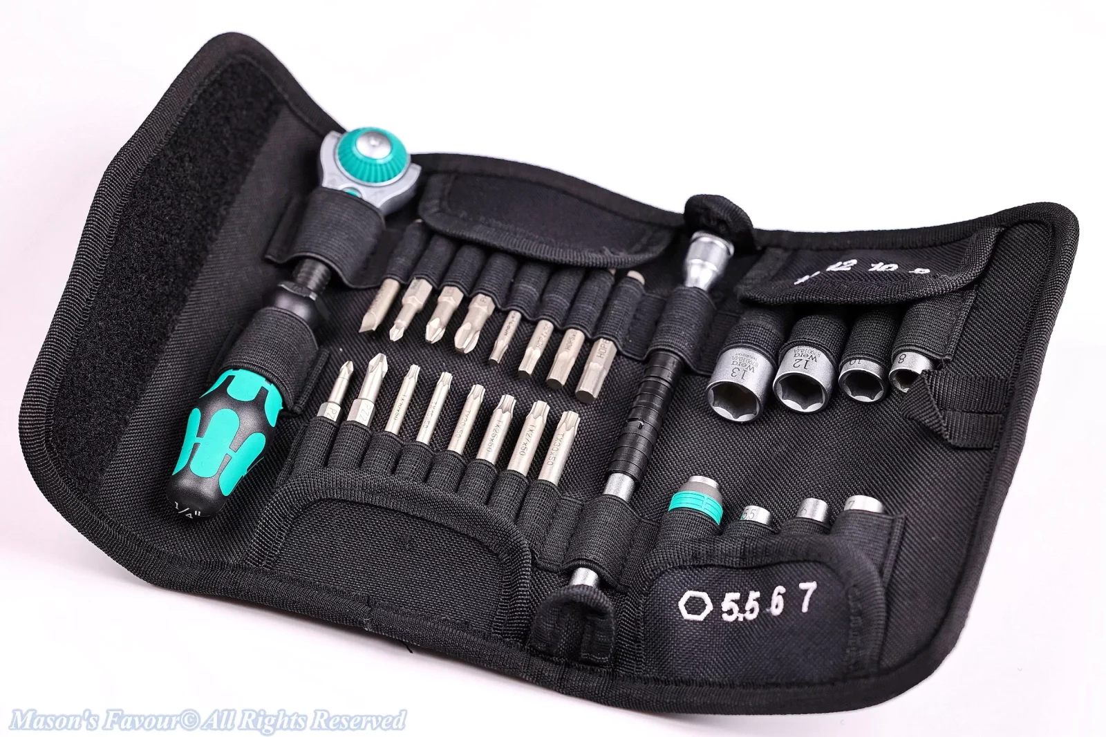 Wera KK-ZYKLOP-1/4" Ratchet Wrench Set - Tool Roll Bag, Unrolling 2