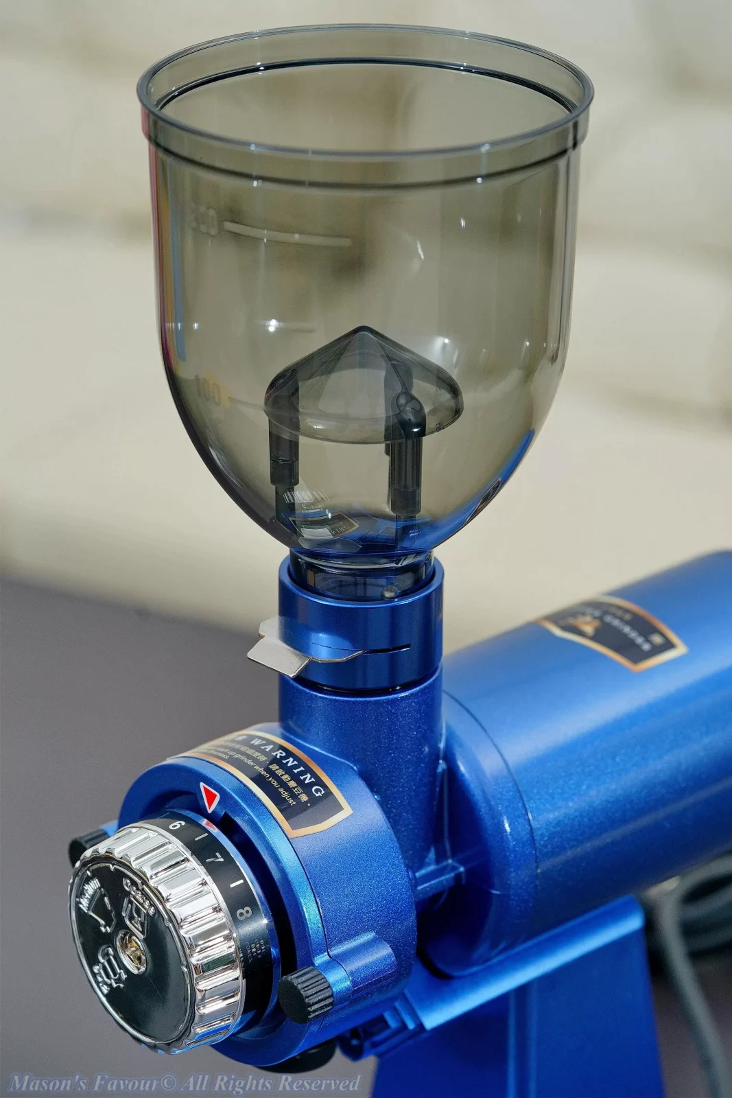Yang-Chia Machine Coffee Grinder 690N - Bean Funnel at Top of the Detachable Bean Inlet Limiter