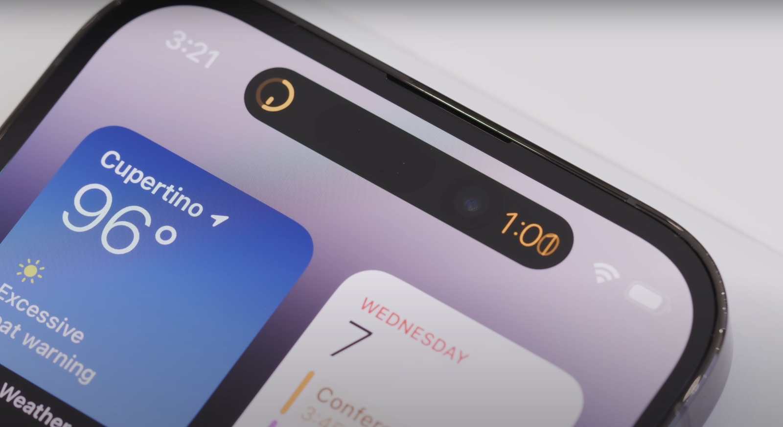 Dynamic Island on iPhone 14 Pro, of which image is sourced from YT website